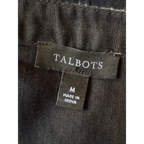 Talbots Black Size M Embroidered Linen Cotton Blend Tunic V Neck - Picture 5 of 6